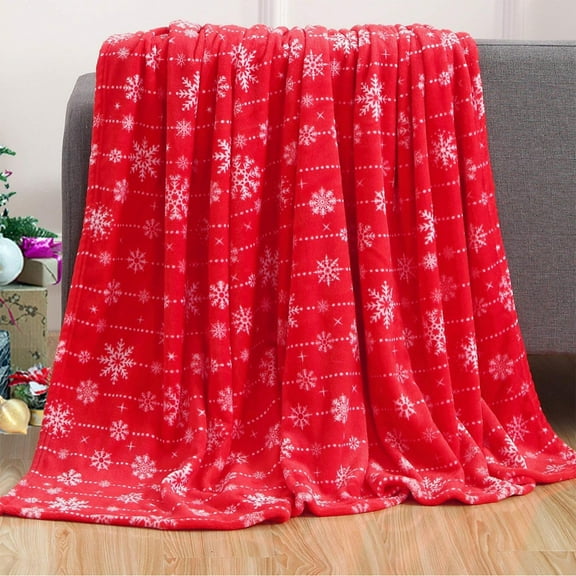 Christmas Throw Blanket - Soft Flannel Small Christmas Blanket - Warm Plush Holiday Decorative Throw - Winter Cozy Present Throw for Couch - 27.56” x 39.37"(B)