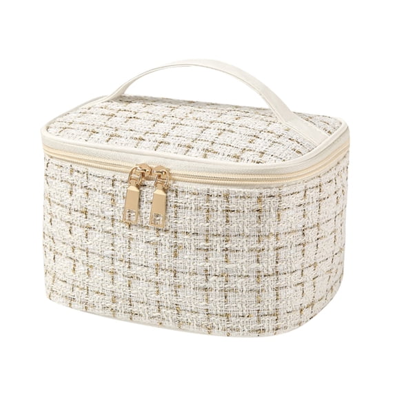 Large Capacity Portable Cosmetic Bag for Women - Travel Makeup Organizer and Toiletry Bag with Handle and Divider for Girls