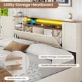 thumbnail image 4 of Full Size Farmhouse Bed Frame with Storage Headboard and Double Barn Door Cabinets, Rustic Wooden Bed Frame with 4 Drawers and LED Lights, No Box Spring Needed, White, 4 of 7