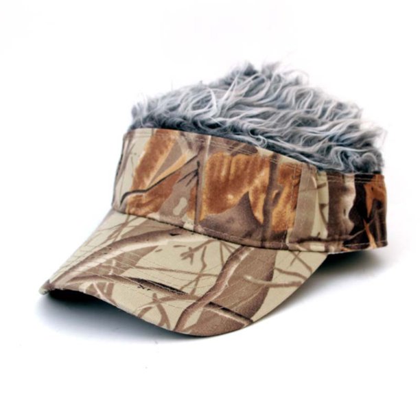 Fiudx Gorra de Béisbol con Peluca Divertida, Estilo Hip Hop, Ajustable, de Algodón Transpirable, Ideal para Actividades Al Aire Libre, Ideal Como Regalo para Adultos.