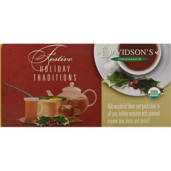 Davidsons Organics 1192 Single Serve Assorted Regular Herbal Christmas Tea - 100 Count