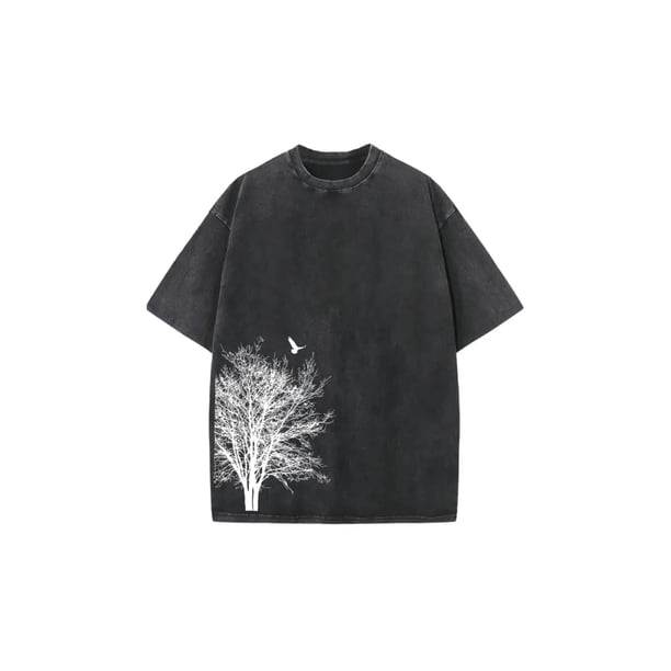 Vintage-inspired Cotton T-Shirt with Distressed Washed Look & eye-Catching Graphic Print - Comfortable Casual Crew Neck Tee for Summer