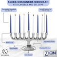 thumbnail image 3 of Stunning Sleek Designers Menorah with Candle Set - Elegant Minorah with 45 Chanukah Candles - fits Standard Size Hanukkah Candles or Oil Cup - High-class 2 in 1 Chanukiah By Zion Judaica C104, 3 of 3