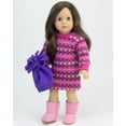thumbnail image 2 of Sophia's 18" Doll Pink Fair Isle Dress, Purple Hat, 2 of 4