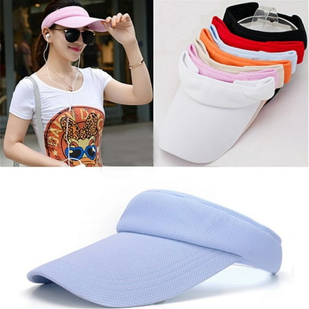 Golf Terry Visor - Girl12Queen Women's Adjustable Sunhat Plain Sports Mesh Visor Cap Tennis Golf Beach Hat