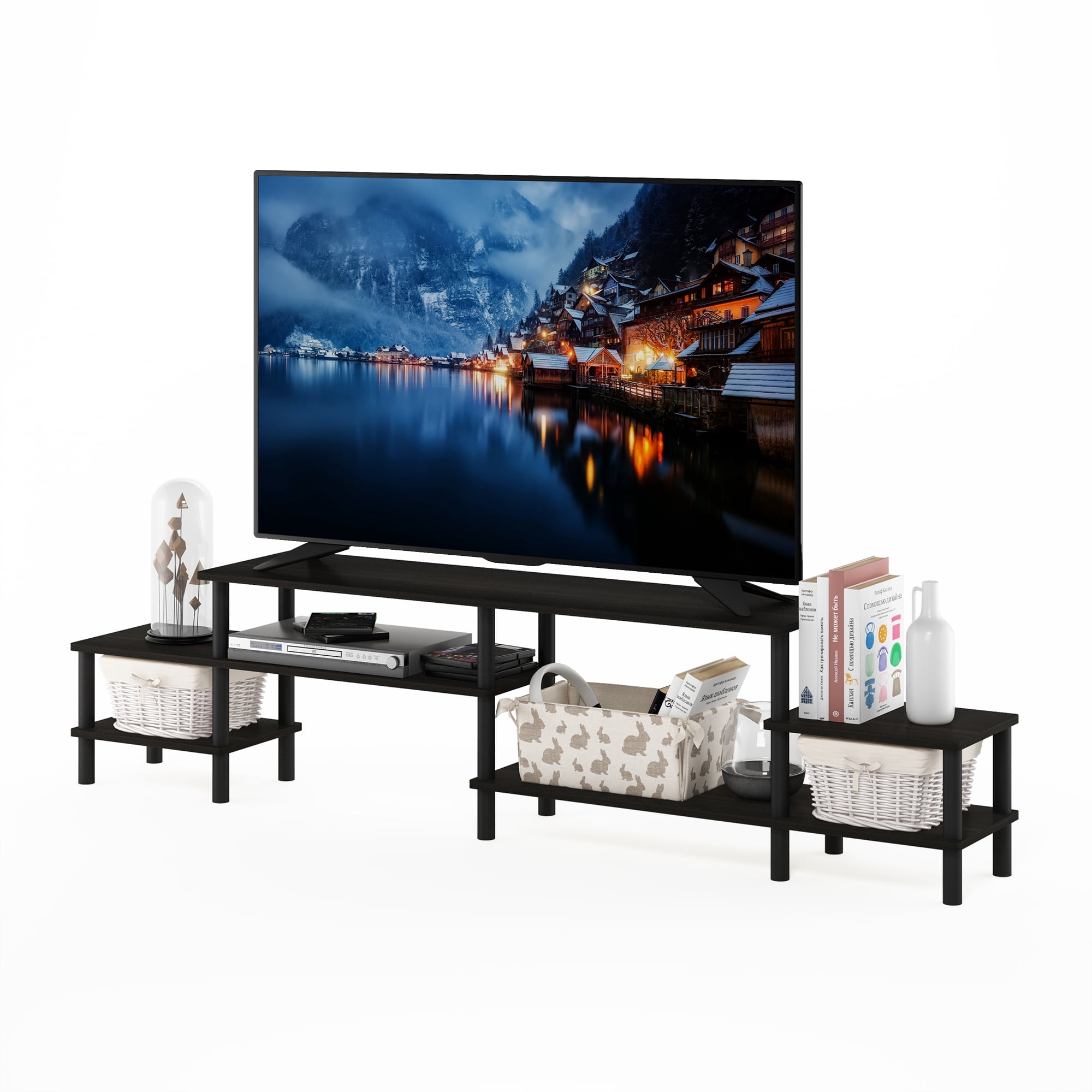 Furinno Turn-N-Tube Grand Entertainment Center for TV up to 80 Inch, Espresso/Black