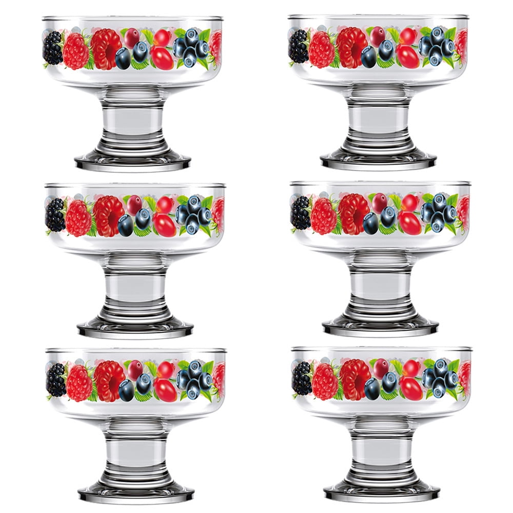 Serving Bowls Wild Berry Dessert Glass Bowl Set of 6 Ice Cream bowl