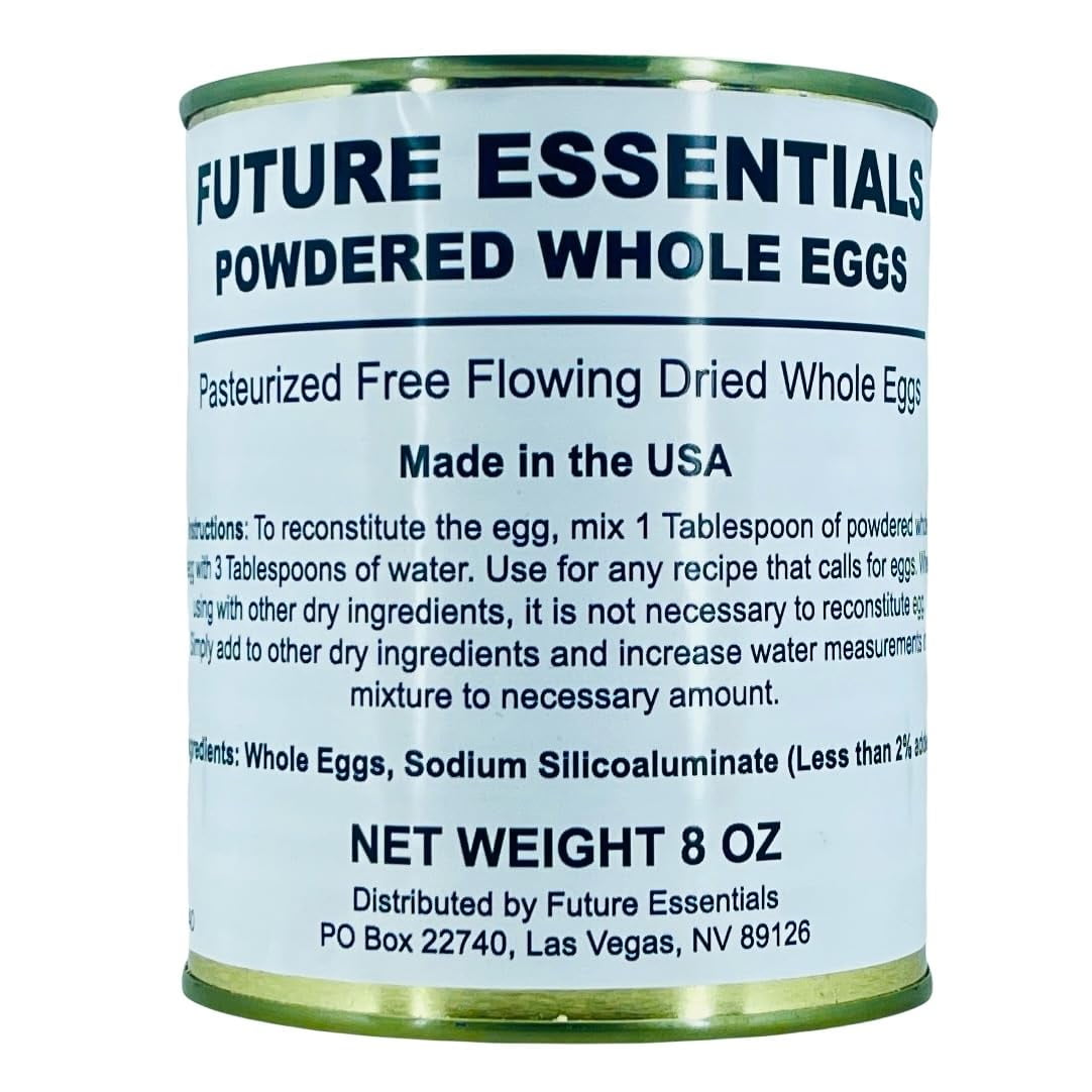 Full Case Future Essentials Powdered Whole Eggs, 8 oz #2.5 Can (12-Pack) – 100% Real Eggs, 10-Year Shelf Life, Emergency Food Storage, No Refrigeration, Made in USA
