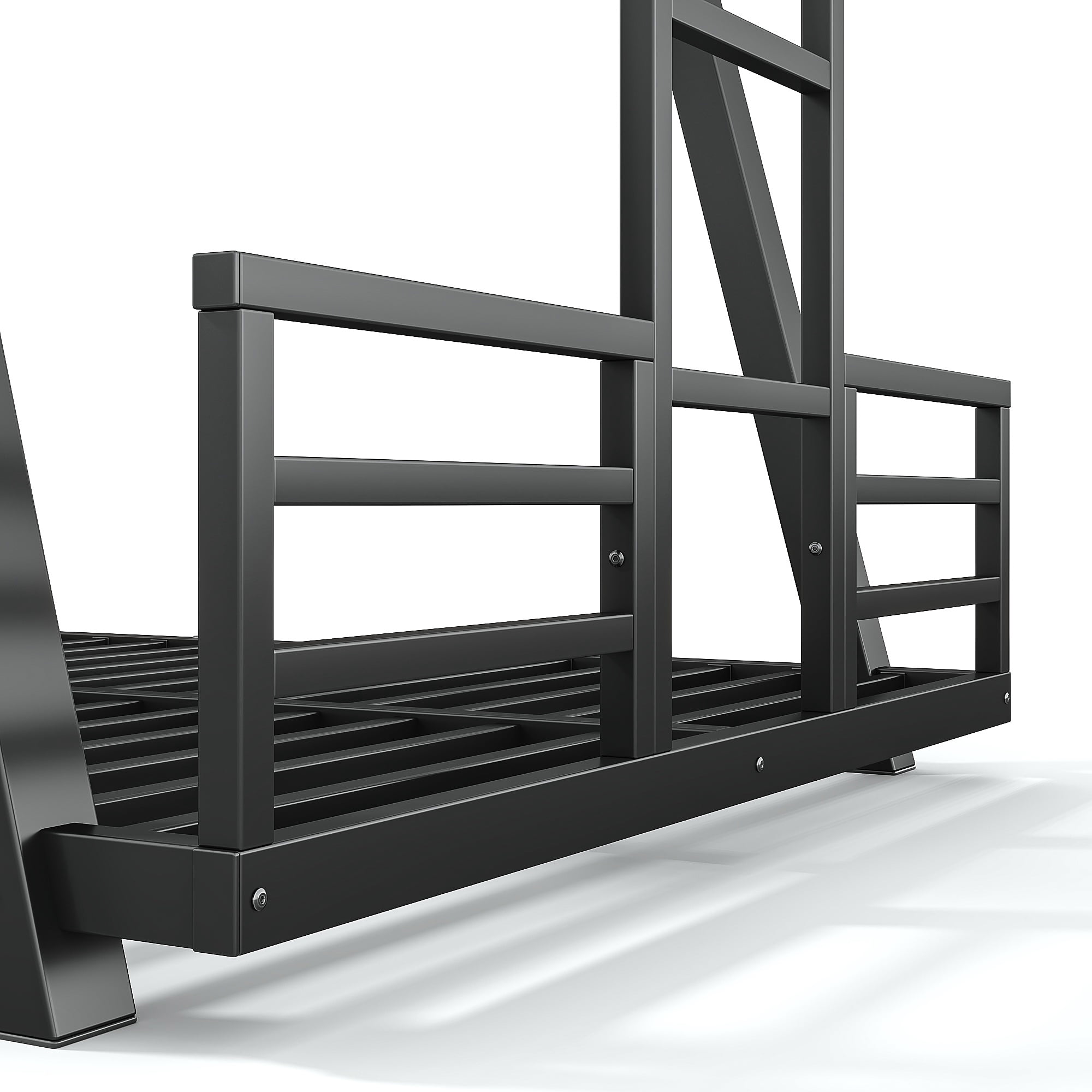 Aukfa Twin XL over Twin XL Metal Bunk Bed with Heavy Duty A-Frame Support Design, 2 Side Ladders, Low Profile, Black