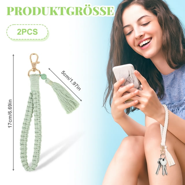 Transemion 2 Pcs/ensemble Porte-Clés pour Femmes en Corde de Coton Léger et Portable Finition Soignée Largement