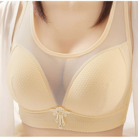 

Plus Size Bras for Women Clearance Bra Wire Free Underwear One-Piece Bra Everyday Underwear Beige