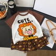 thumbnail image 2 of KPOPLK Baby Boy Summer Clothes 12-18 Months Cute Outfit Summer Kids Patchwork Short Sleeve T-Shirt and Shorts Cool Short Sets Size 3-4 Years,Coffee, 2 of 7