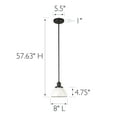 thumbnail image 3 of Design House Savannah Farmhouse 1-Light Indoor Dimmable Pendant Light, White/Matte Black, 3 of 19