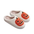 thumbnail image 6 of GrmtClth Spooky Halloween Women Indoor Slippers Pumpkin Face Graphic Fluffy Plush Lined Warm Cozy Non Slip Home Slides White 42(US/9), 6 of 7