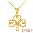 thumbnail image 1 of CELTIC IRISH SHAMROCK PENDANT NECKLACE IN SOLID GOLD (YELLOW/ROSE/WHITE), 1 of 2