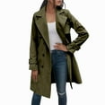 thumbnail image 2 of Trench Coat Women Fall Coats Women's Solid Color Thin Double Belted Windscreen Coat Loose Casual Windbreaker Coat, 2 of 5