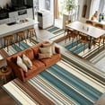 thumbnail image 5 of Turquoise Beige Striped 2.7x5 Area Rugs, Modern Farmhouse Vertical Stripes Non-Skid Rubber Backing Large Rectangle Rugs - Living Room Bedroom Home Office, Indoor Floor Mat Carpets Washable Rug, 5 of 9