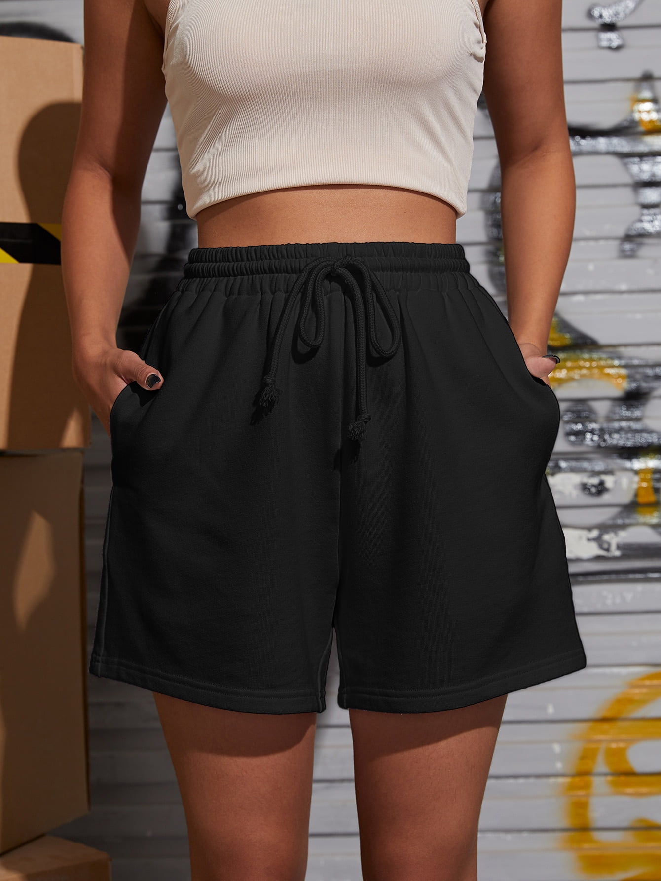 Women's Drawstring Waist Solid Track 