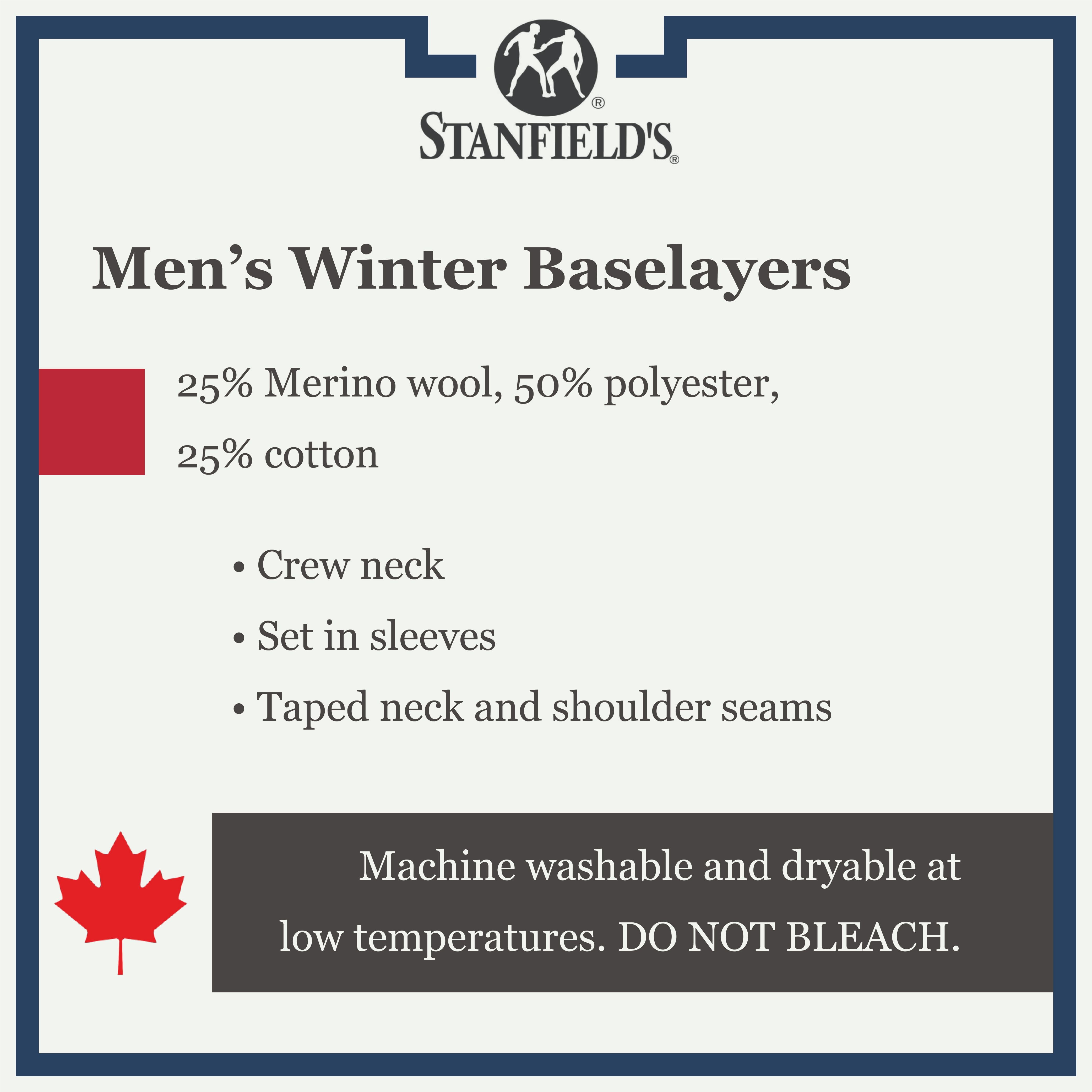 Stanfield's Men's Big n Tall Thermal 2 Layer Merino Wool Blend Long Sleeve Undershirt Baselayer