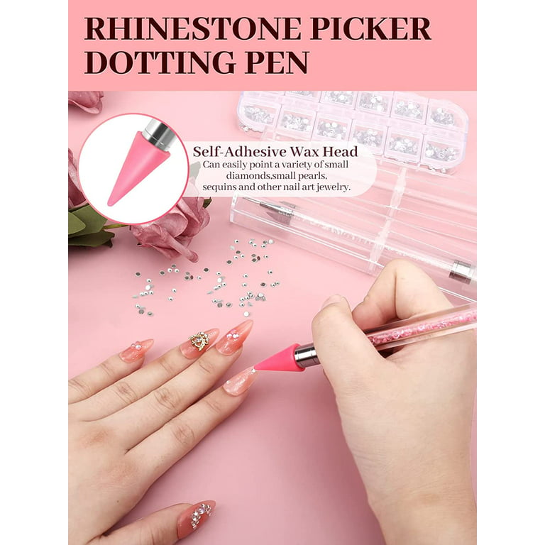 Nail Rhinestone Picker Dotting Pen, Wax Pencil for Rhinestones, Dual-ended  Rhinestone Gems Crystals Studs Picker Wax Pen for Nail Art DIY Decoration 