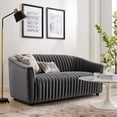 thumbnail image 1 of Modway Announce Performance Velvet Channel Tufted Loveseat in Charcoal, 1 of 8