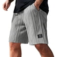 thumbnail image 2 of longantii Mens Waffle Corduroy Shorts Elastic Waist Drawstring Casual Texture Lightweight Short Summer Beach Pants with Pockets Gray M, 2 of 5