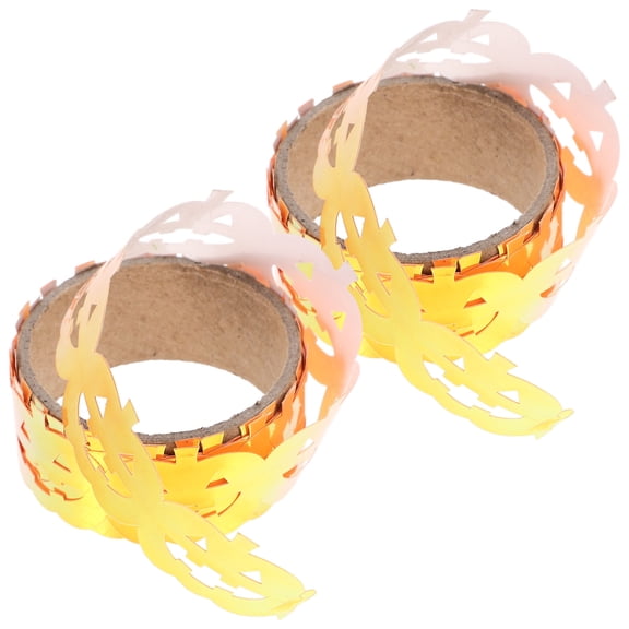 YUYUETIME Decorative Warning Tape 2 Rolls Orange PET for and Holiday Celebration