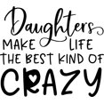 thumbnail image 1 of Daughters Make Life The Best Kind Of Crazy Heart Funny Love Mom Wall Decals for Walls Peel and Stick wall art murals Black Medium 18 Inch, 1 of 2