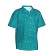 thumbnail image 2 of Uemuo Blue Green Glitter Printed Regular Fit Short Sleeve Casual Hawaiian Shirt for Men,Aloha shirt,Tropical shirt,Floral print shirt,Vacation Beach shirt-Large, 2 of 9