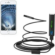 Pancellent Wireless Snake Camera 1200P WiFi Inspection Camera HD Endoscope with 8 LED Light Rigid Cable Borescope for iPhone Android Smartphone Table Ipad PC (5 Metes,16.5 FT)