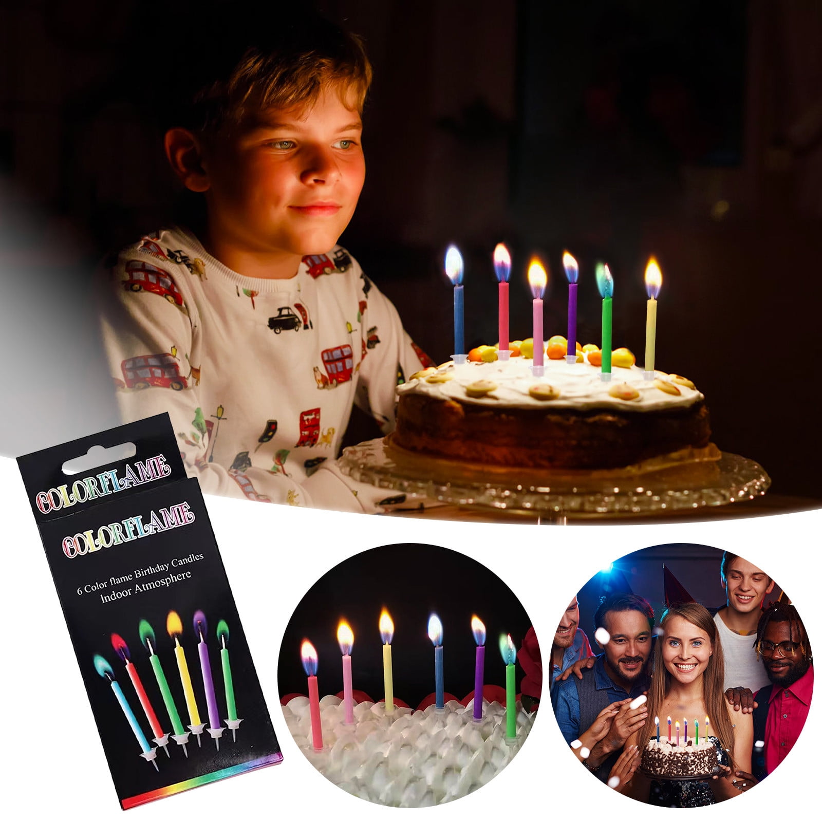 Flameless Candles Creative Happy Birthday Candle 6pcs Party Festival