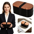 thumbnail image 2 of XIANXIAN Japanese Bento Box Adult Double Lunch Box Wooden Food Container Picnic Box Portable Bento Box for Office Hiking Camping, 2 of 7