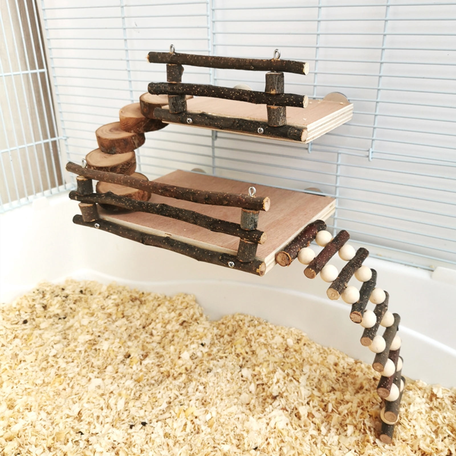 BQBQERT Hamster Wood Platform Small Animal Climbing Ladder Bridge Set for Dwarf Hamsters Sugar Gliders