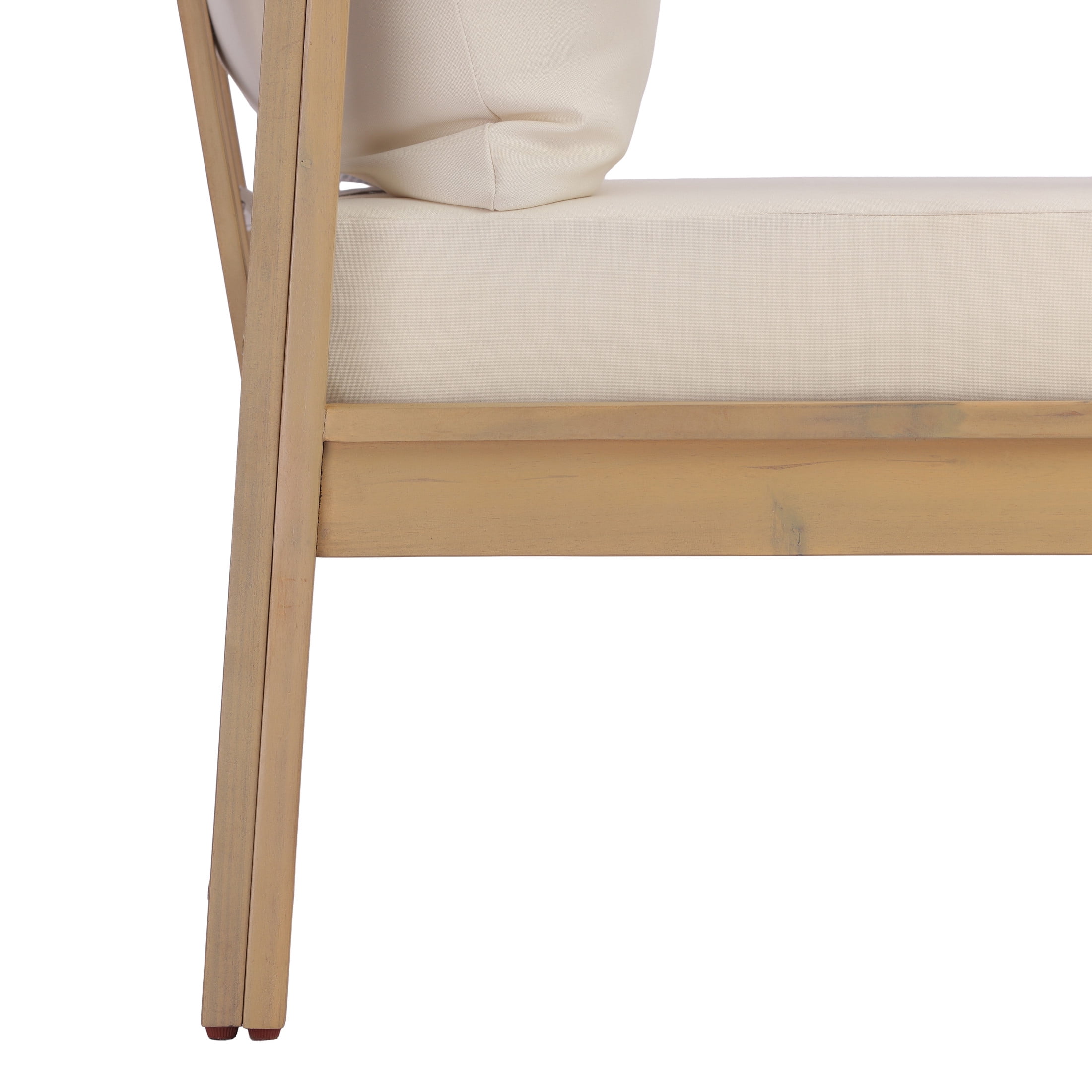 Christopher Knight Home Outdoor Club Chair Set of 2, Slatted Backrest and Cushions, Light Teak + Cream