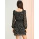 thumbnail image 5 of Allegra K Vestido Estampado Floral Cuello Ancho Cuadrado Con Volantes Por Encima De La Rodilla Para Mujer Negro XL Unique Bargains ajustado, 5 of 6