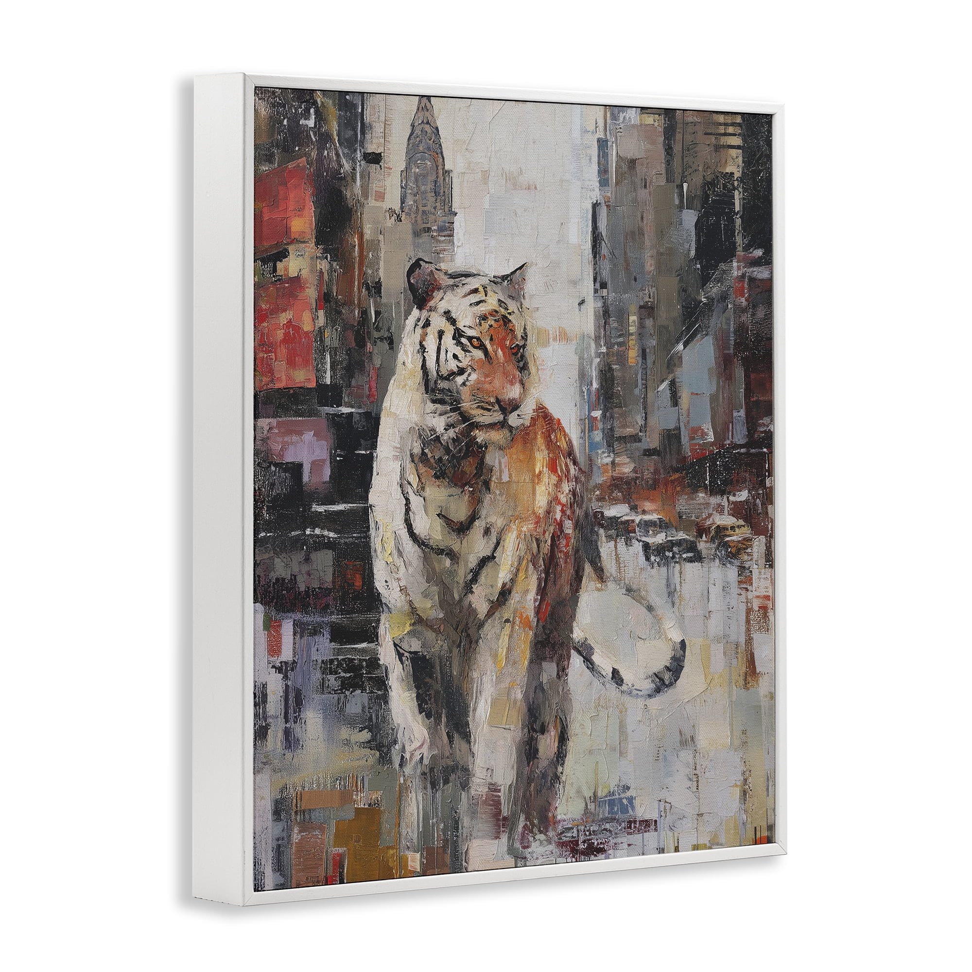 Stupell Industries Concrete Predator Roaming City White Framed Giclee Art, design by Svetlana Aleynikova