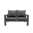 thumbnail image 2 of Outdoor Loveseat Sofa All-Weather Patio Sofa Couch High Back 2 Seater Aluminum Sofa Chair,Dark Grey, 2 of 7