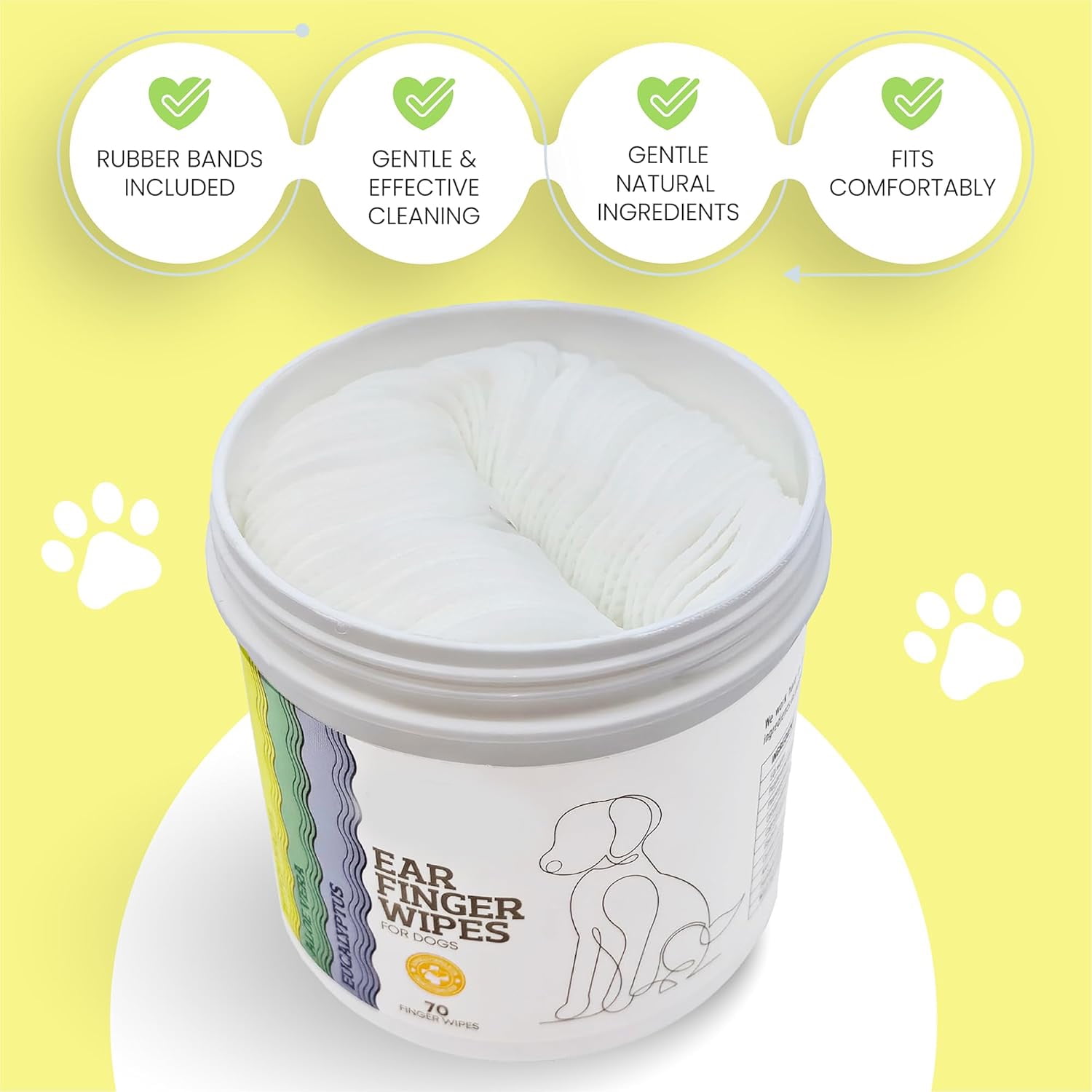 70-Count Dog Ear & Finger Wipes – Soft Non-Woven Wipes for Gentle Pet Grooming