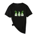 thumbnail image 1 of Pxiakgy Vente de Liquidation! T-Shirt de la Saint-Patrick pour Femmes Gnomes Mignons T-Shirt Imprimé Trèfle Manches Courtes T-Shirts Graphiques Hauts Femmes Manches Courtes Col Rond Mode Décontractée Noir 3TG, 1 of 4