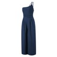 thumbnail image 5 of Gureui Women High Waist Romper, Casual Solid Color Sleeveless Off-Shoulder Neck Elastic Patchwork Slimming Fit Wide-Leg Trousers Jumpsuit, 5 of 9