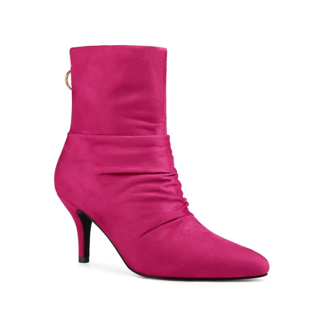 BLISSFUL STEP Bottines à Talon Aiguille pour Femmes Bout Pointu Rose Vif 9