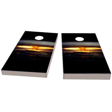 Skip's Garage Nuclear Bomb Explosion Solid Wood Cornhole Board Set