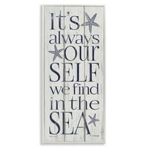 Stupell Industries Find Self In Sea Phrase Inspirational Painting White Framed Art Print Wall Art, 10 x 24