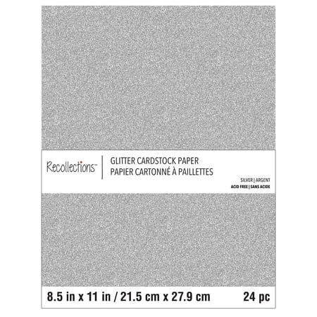 UPC: 0191518164749 | Silver Glitter 8.5  x 11  Cardstock Paper by Recollections™  24 Sheets