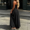 thumbnail image 4 of IUYRTFE Women's Strapless Ruched Waist Maxi Dress Solid Color A Line Long Casual Summer Gown, 4 of 6