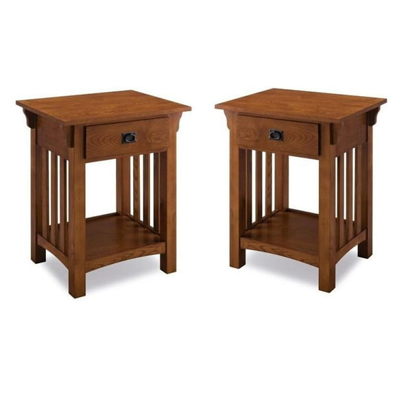 Home Square Mission Impeccable 1-Drawer Nightstand in Medium Oak (Set of 2)