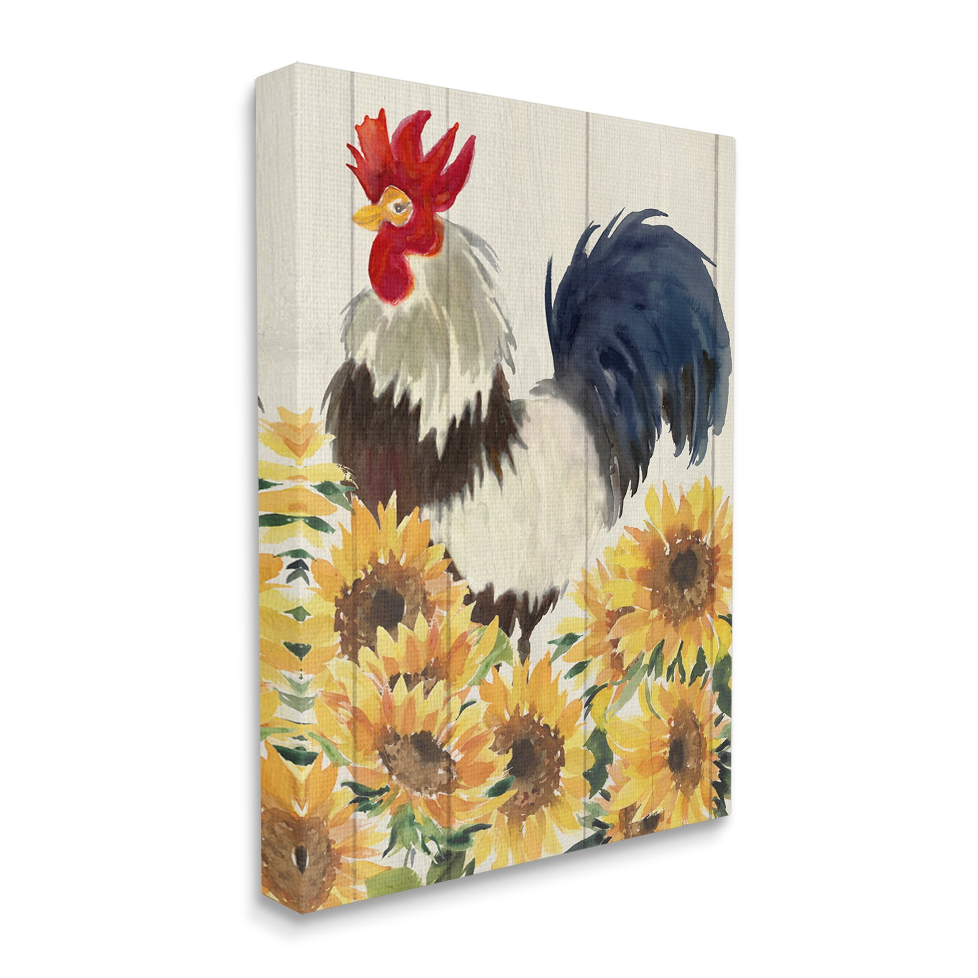 Stupell Industries Country Rooster & Sunflowers Animals & Insects Painting Gallery Wrapped Canvas Print Wall Art, 30 x 40