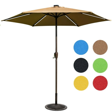 Sundale Outdoor Deluxe Solar Powered Led Stripe Lighted Sundale Outdoor Deluxe Solar Powered Led Stripe Lighted Patio Market Umbrella With Crank 9feet Com