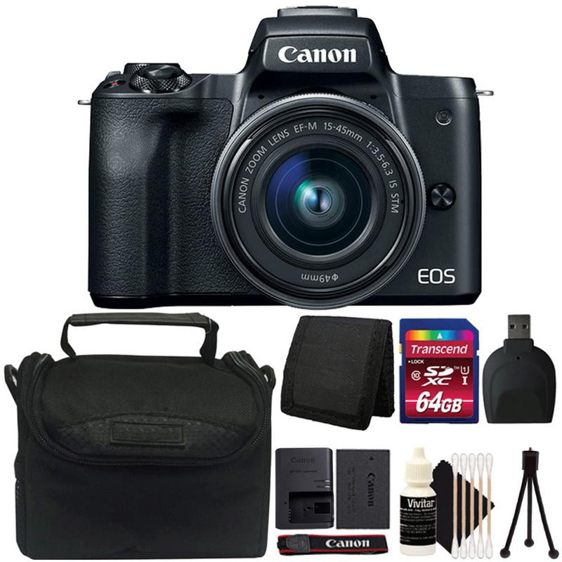 Won verlangen Gehuurd Canon EOS M50 Mirrorless Built-in Wifi Camera with 15-45mm Lens Black and  64GB Accessory Kit - Walmart.com