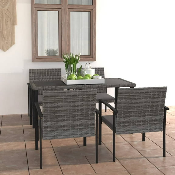 vidaXL Patio Dining Set Dining Table and Chairs Furniture Set Poly Rattan
